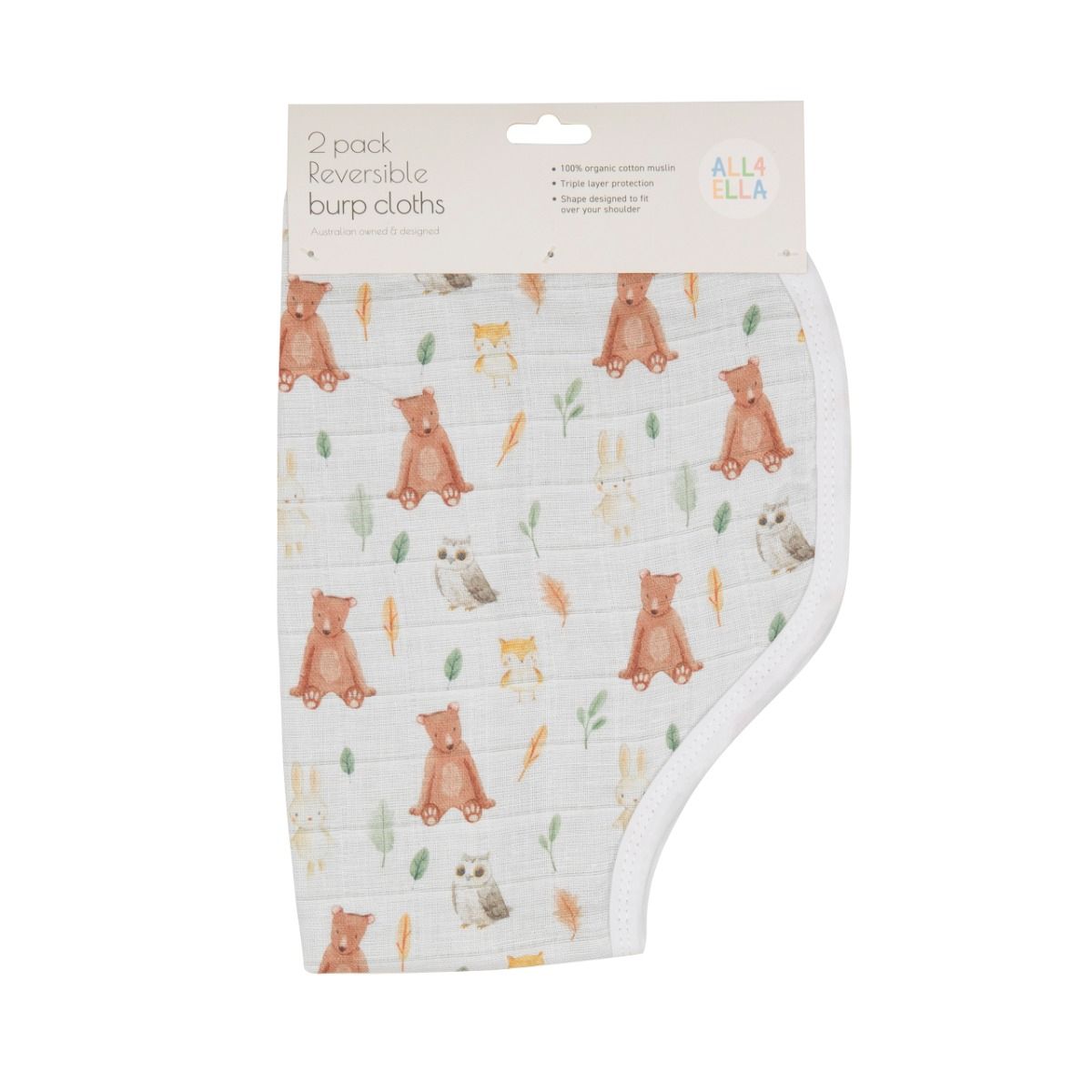ALL4ELLA Burp Cloth 2pk - Forest Friends | modandtod.com