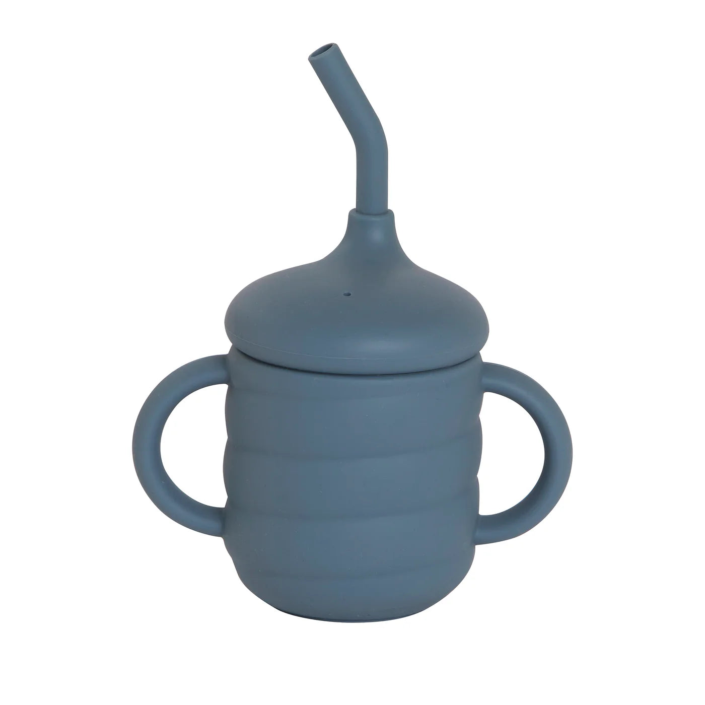 All4ella Silicone Sippy Cup with Straw - Slate Blue for baby and toddler starting solids and baby led weaning. MOD & TOD