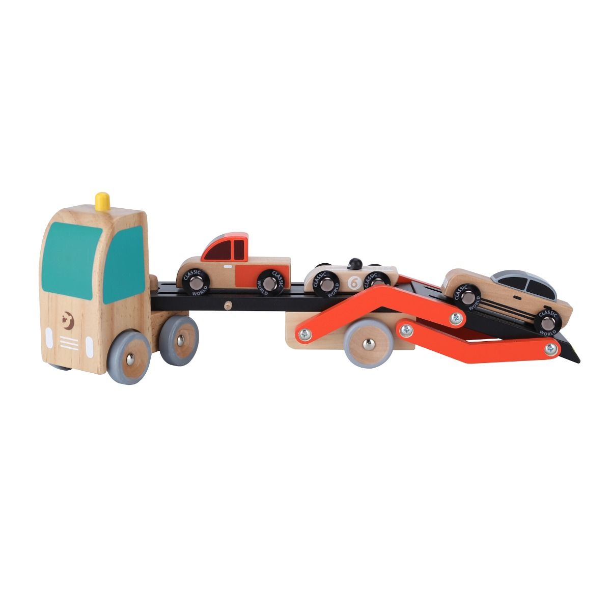 Classic World Car Transporter - Black/Orange for toddlers. MOD & TOD