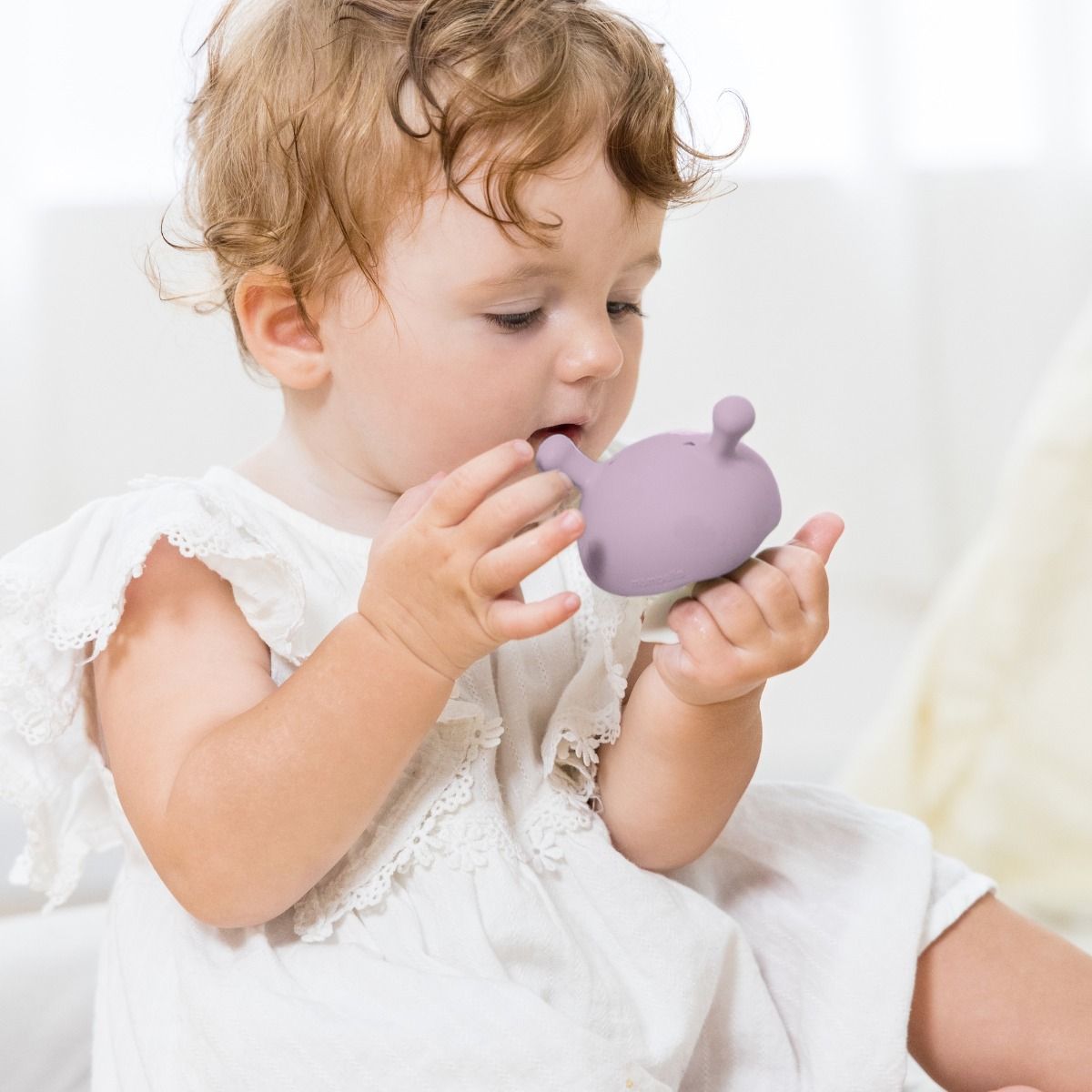 Mombella Mushroom Teether - Lavender | Baby Teething Toy | Silicone Teether | modandtod.com