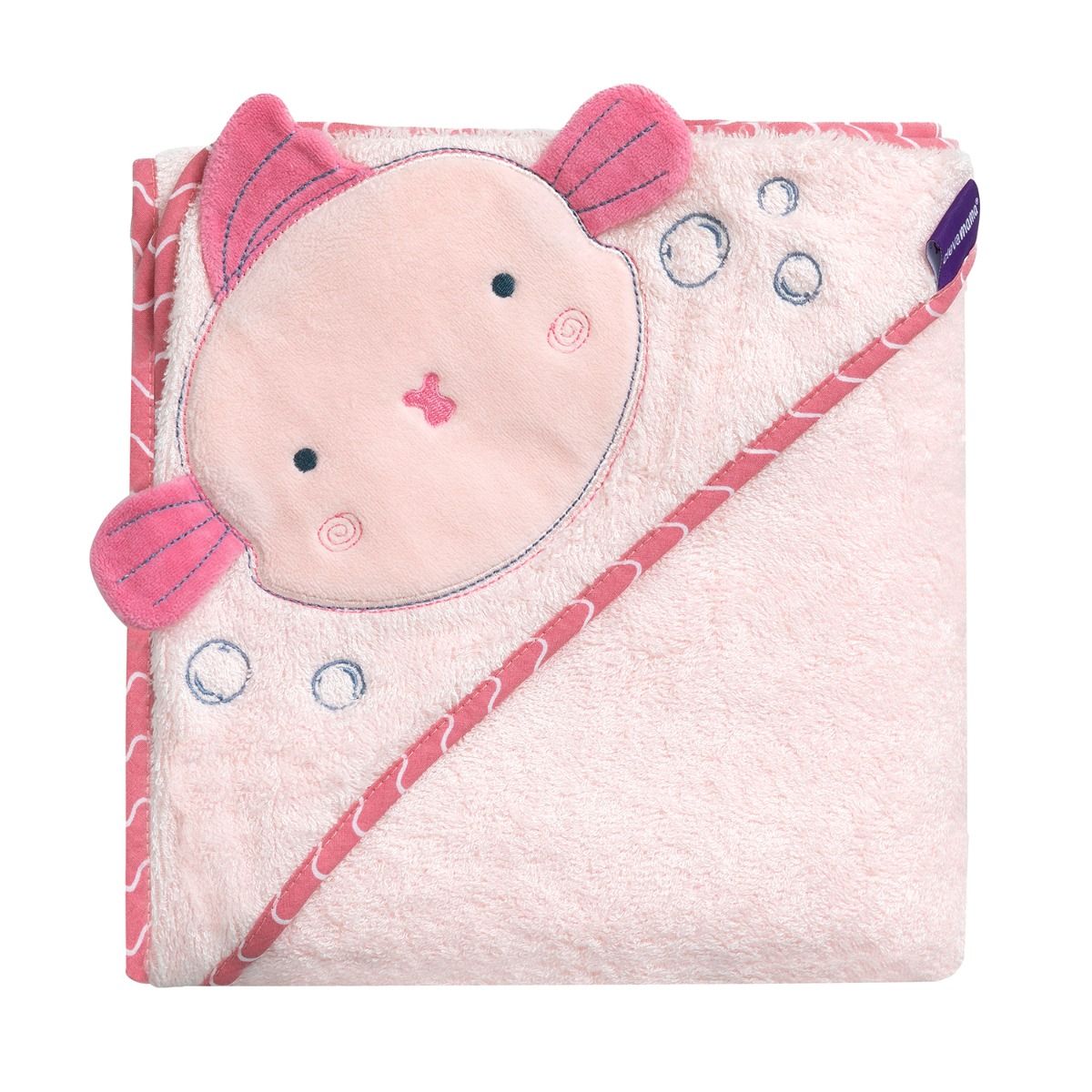 Clevamama Bamboo Extra Large Apron Baby Bath Towel - Pink for baby bath time. MOD & TOD
