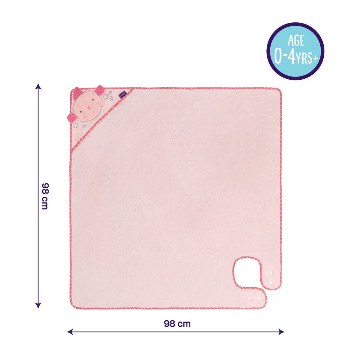 Clevamama Bamboo Extra Large Apron Baby Bath Towel - Pink for baby bath time. MOD & TOD