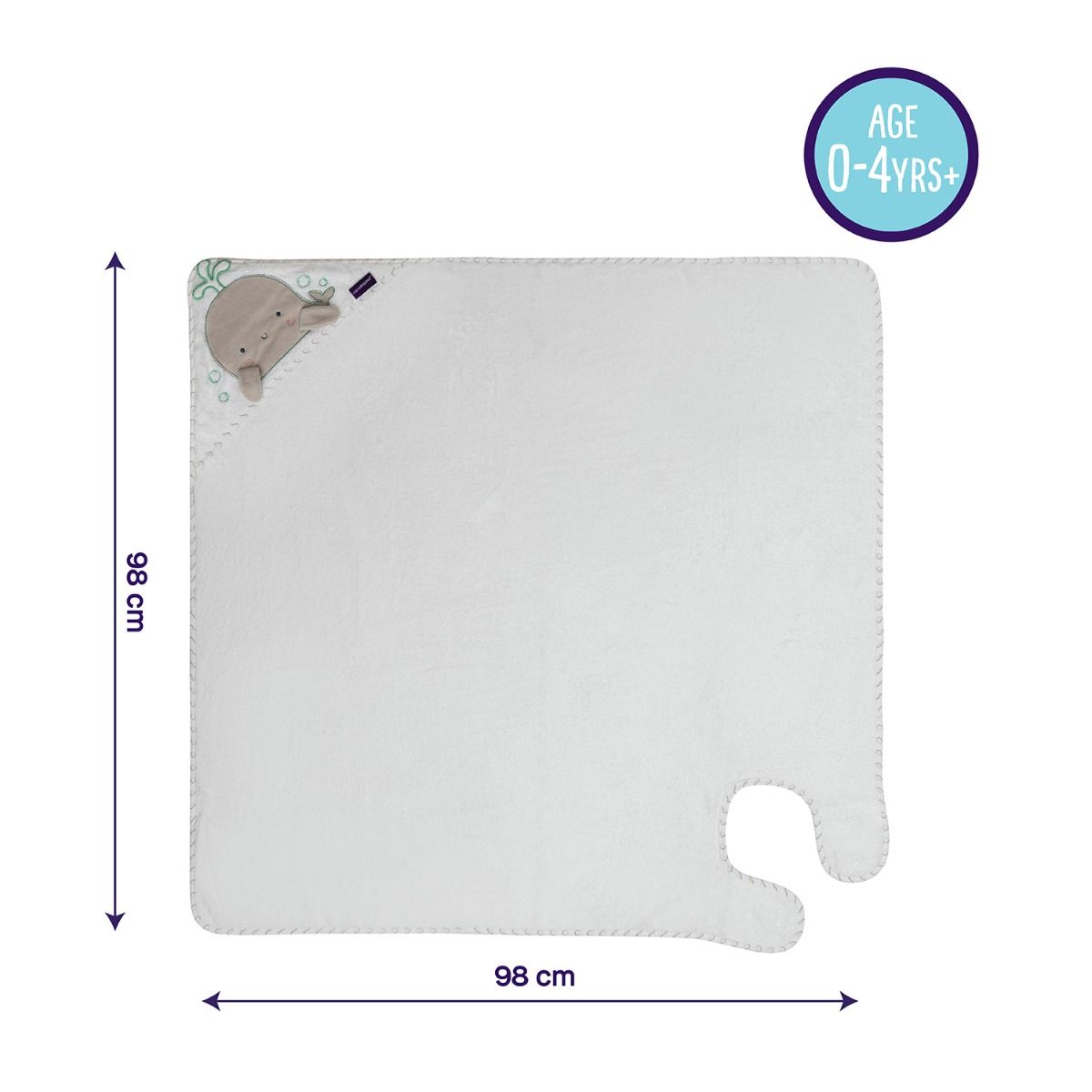 Clevamama Bamboo Extra Large Apron Baby Bath Towel - White & Grey for baby bath time. MOD & TOD