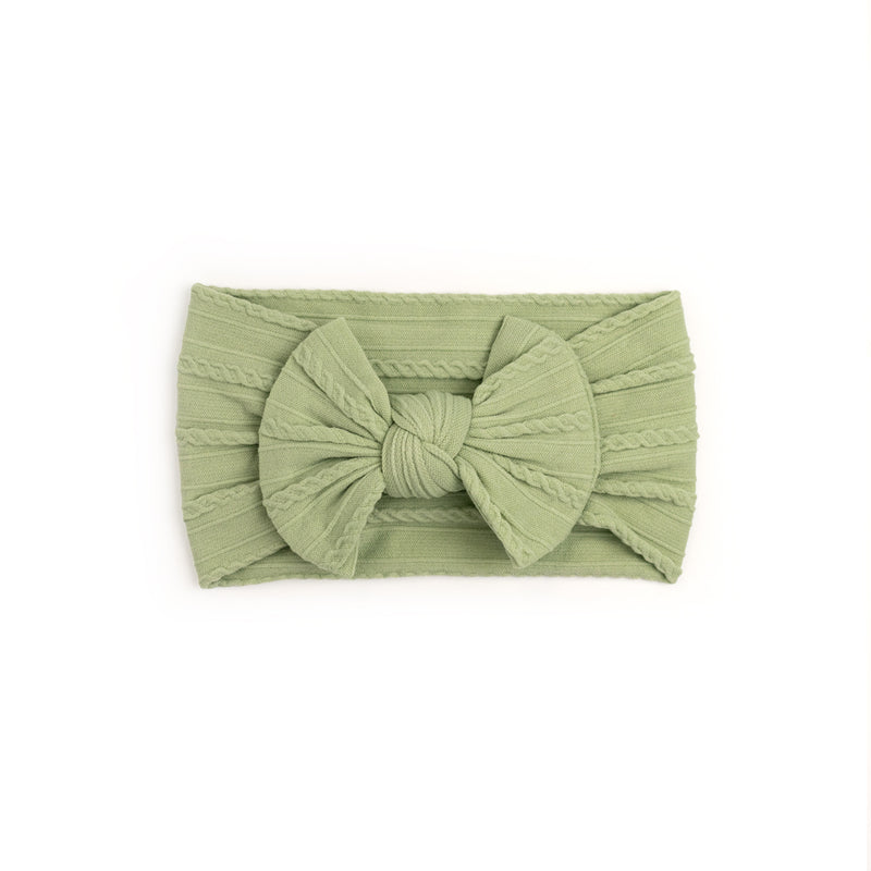 MOD AND TOD Cable Bow Headband - Sage Green for Baby and Kids