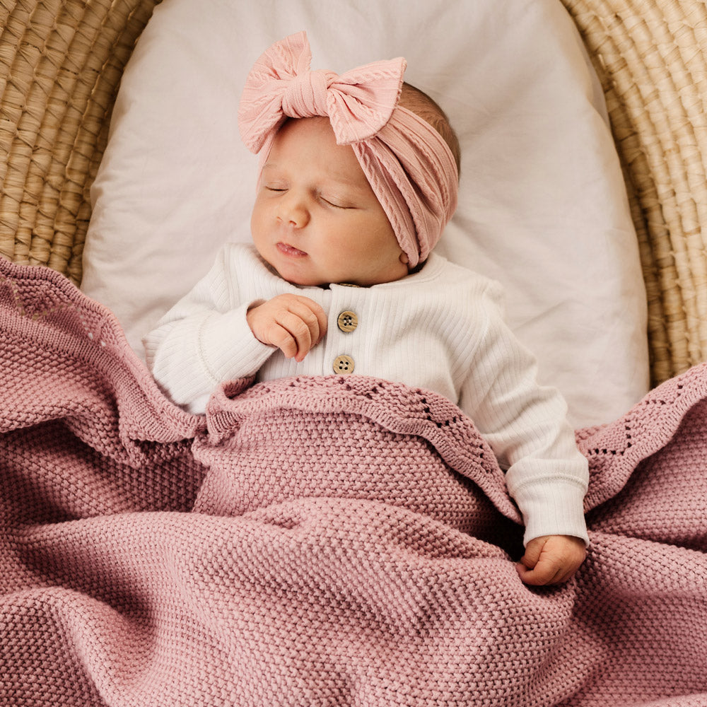 MOD & TOD Heirloom Blanket | Scalloped Edge - Rose Quartz | Organic Cotton Blanket for Baby | modandtod.com