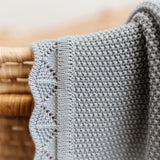 MOD & TOD Heirloom Blanket Duck Egg Blue for baby with scalloped edge design 100% organic cotton