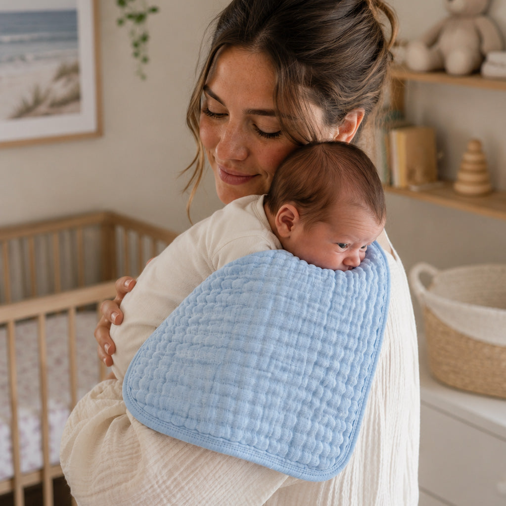 Muslin Burp Cloth 2pk - Baby Blue
