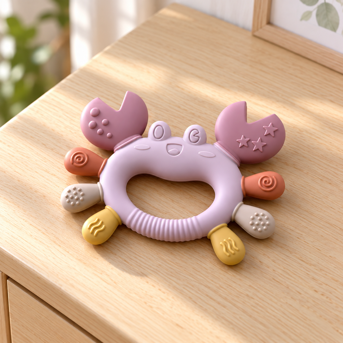 River & Oak Trading Cleo the Crab Silicone Teether | Silicone Teething Toy for Baby | modandtod.com