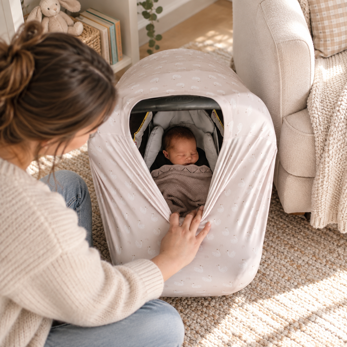 5 in 1 Multi Use Cover - Swan Princess - Capsule Cover, Highchair Cover, Shopping Trolley Cover, Breastfeeding Cover, Nursing Scarf - modandtod.com