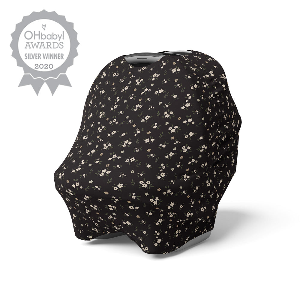 5 in 1 Multi Use Cover - Midnight Bloom - Capsule Cover, Highchair Cover, Shopping Trolley Cover, Breastfeeding Cover, Nursing Scarf - modandtod.com
