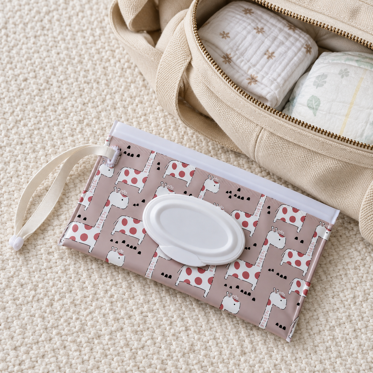 River & Oak Trading Reusable Wet Wipes Pouch | Giraffe Giggles | modandtod.com