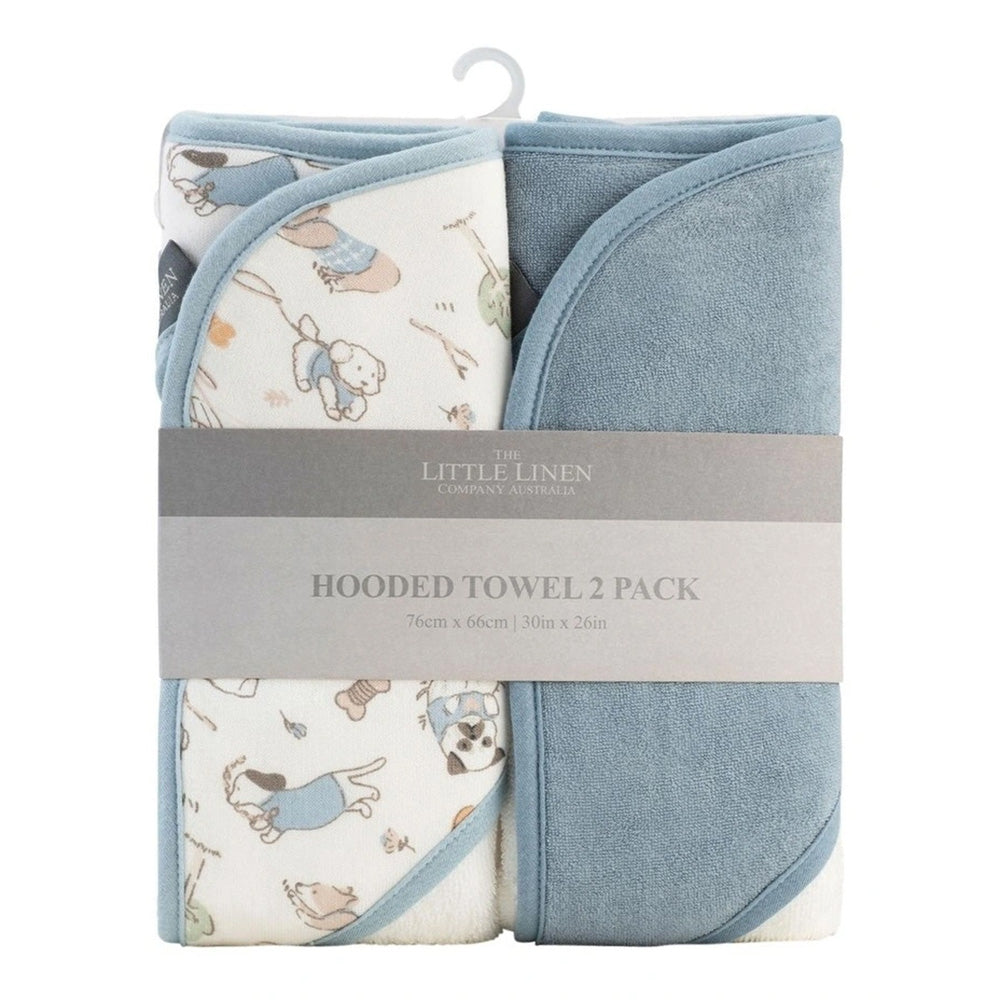 The Little Linen Company Baby Hooded Towel 2 Pack - Barklife Dog for baby bath time 