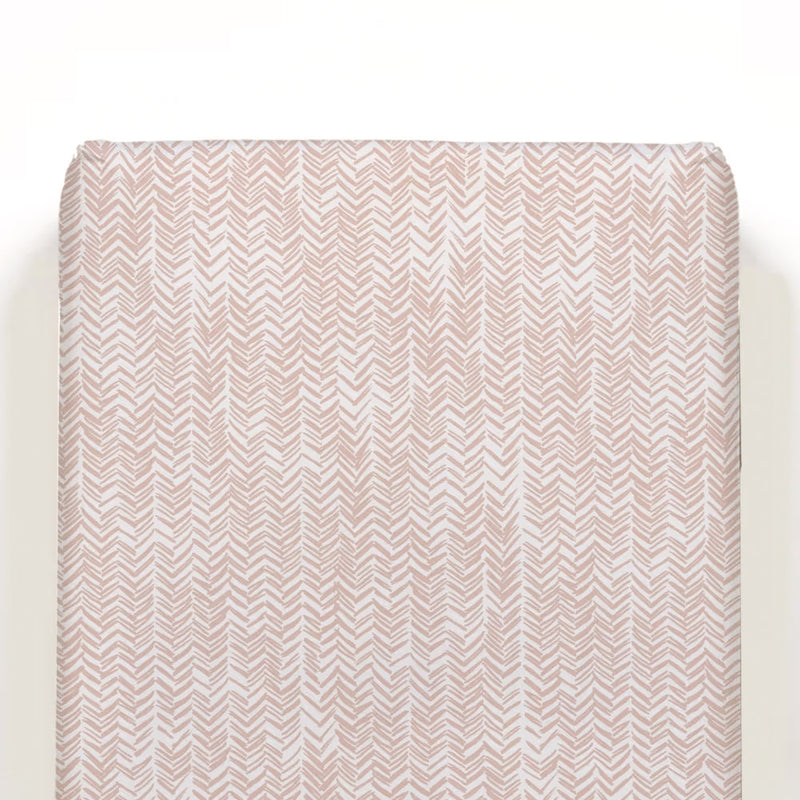 Little Bamboo Jersey Fitted Cot Sheet | Herringbone Dusty Pink