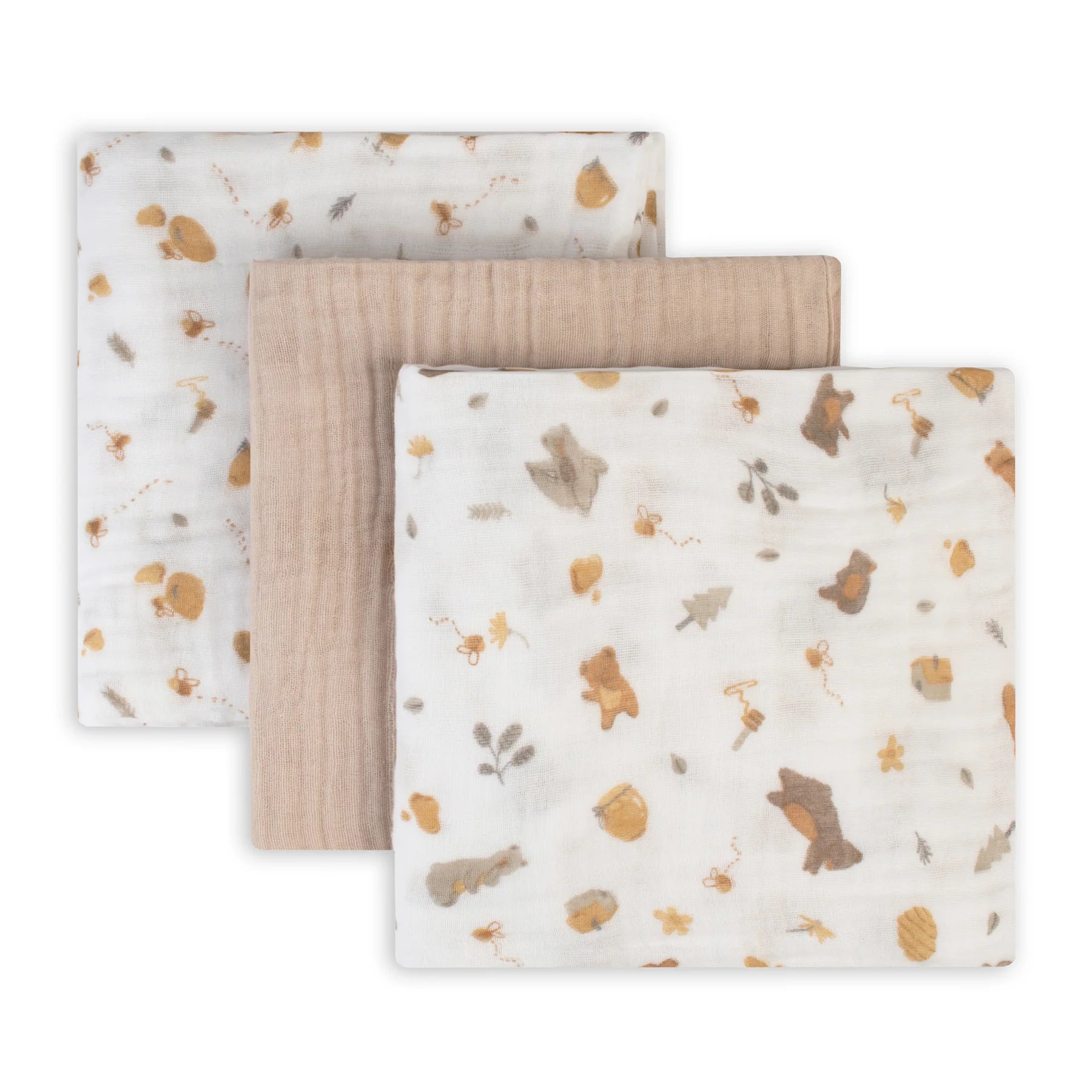 The Little Linen Company Muslin 3pk - Nectar Bear for baby