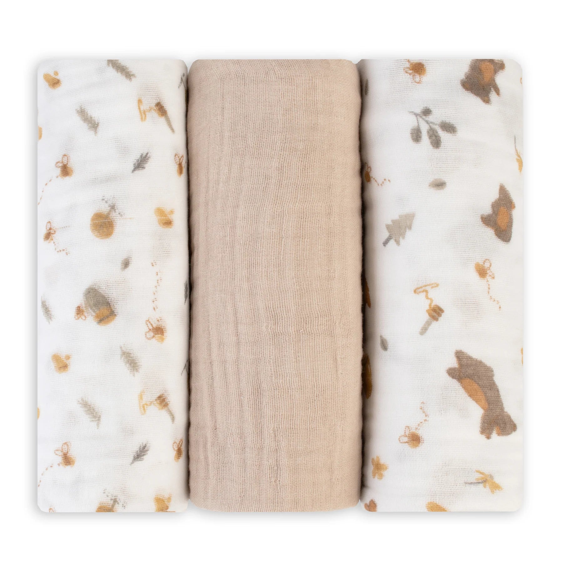 The Little Linen Company Muslin 3pk - Nectar Bear for baby