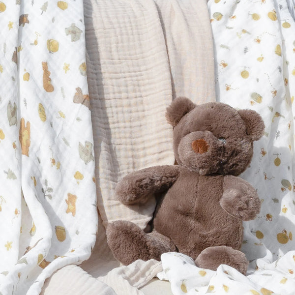 The Little Linen Company Muslin 3pk - Nectar Bear for baby