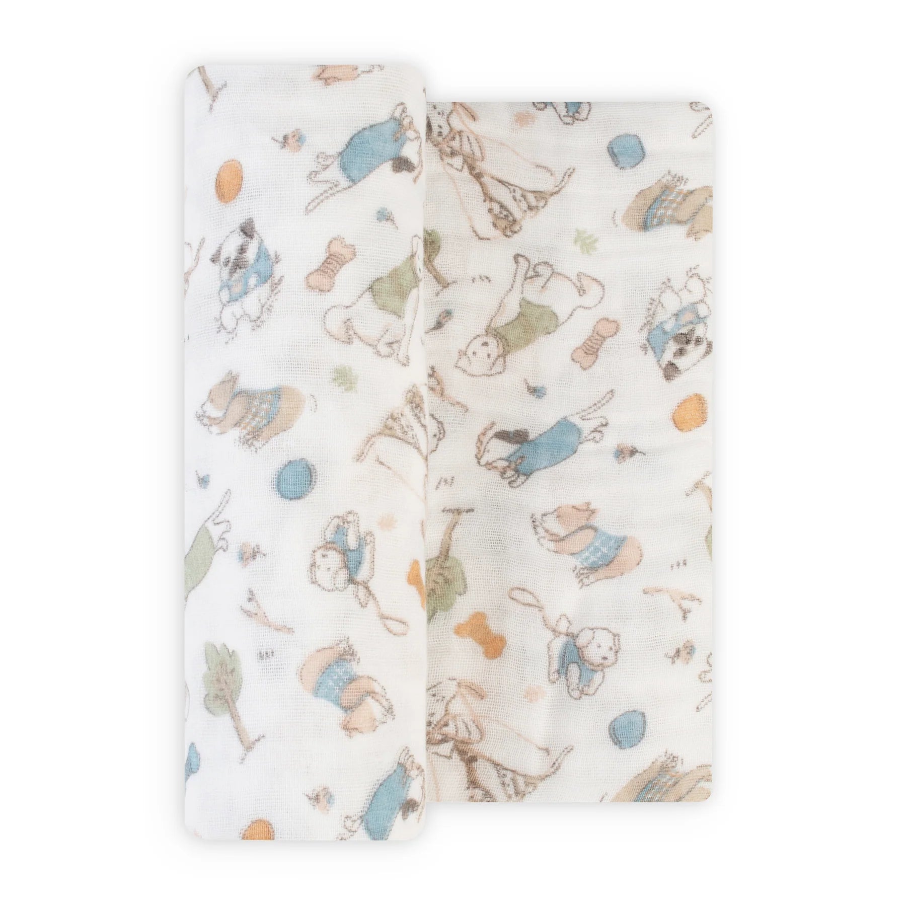 The Little Linen Company Muslin 1pk - Barklife Dog for baby swaddle