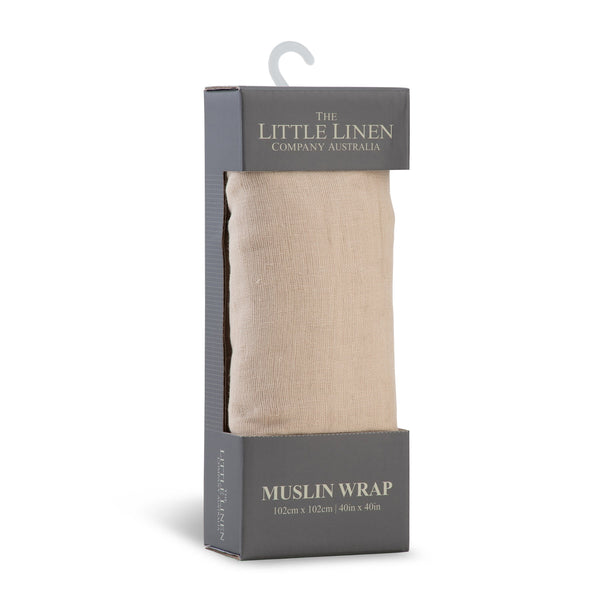 The Little Linen Company Muslin 1pk Solids - Nectar Bear for newborn baby swaddle
