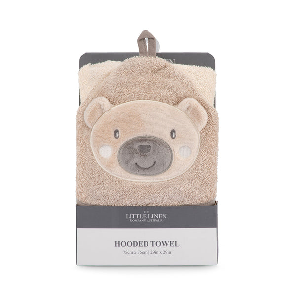 The Little Linen Company Character Baby Hooded Towel - Nectar Bear for baby and toddler bath time