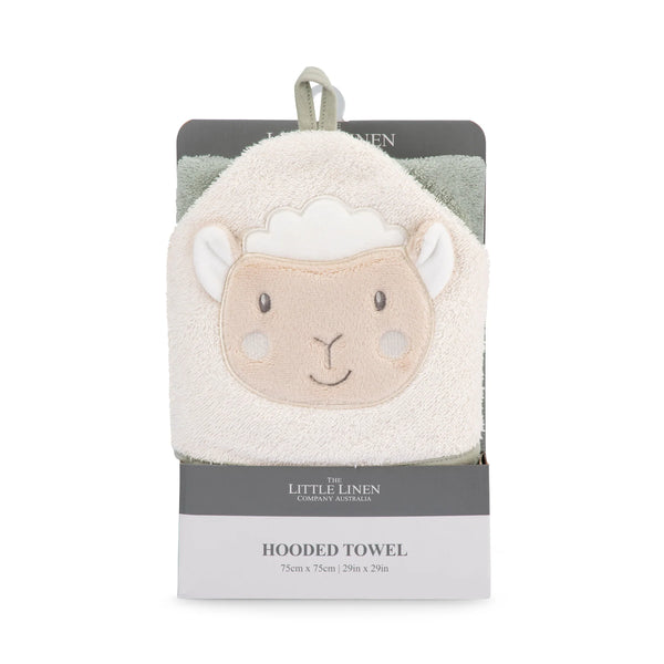 The Little Linen Company Character Baby Hooded Towel - Farmyard Lamb for baby and toddler bath time 