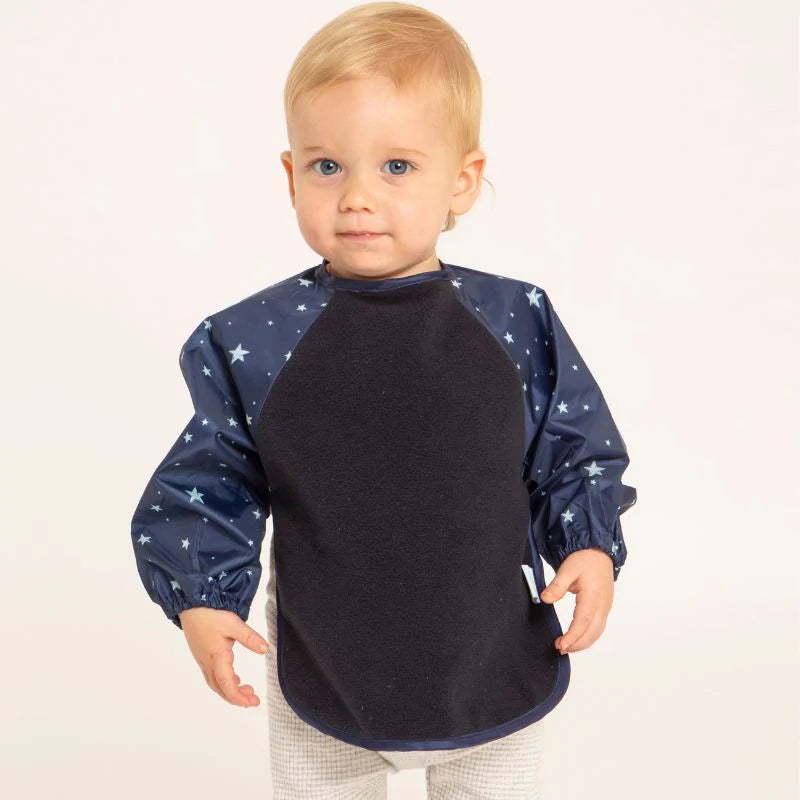 All4ella Long Sleeve Bib - Star Blue for baby and toddler starting solids and baby led weaning. MOD & TOD