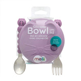 Melii Silicone Animal Bowl with Lid & Utensils | Cat for baby toddlers and kids mealtime
