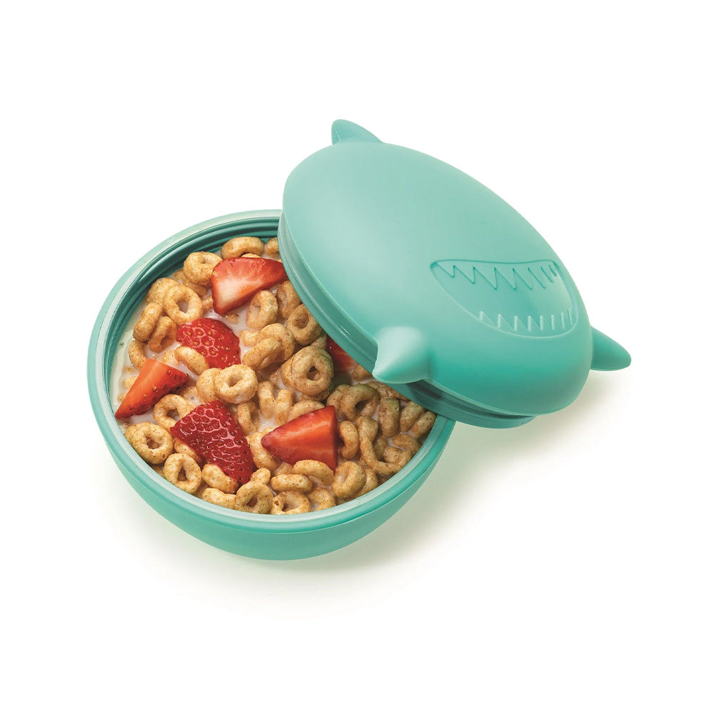 Melii Silicone Animal Bowl with Lid & Utensils | Shark for baby toddlers and kids mealtime