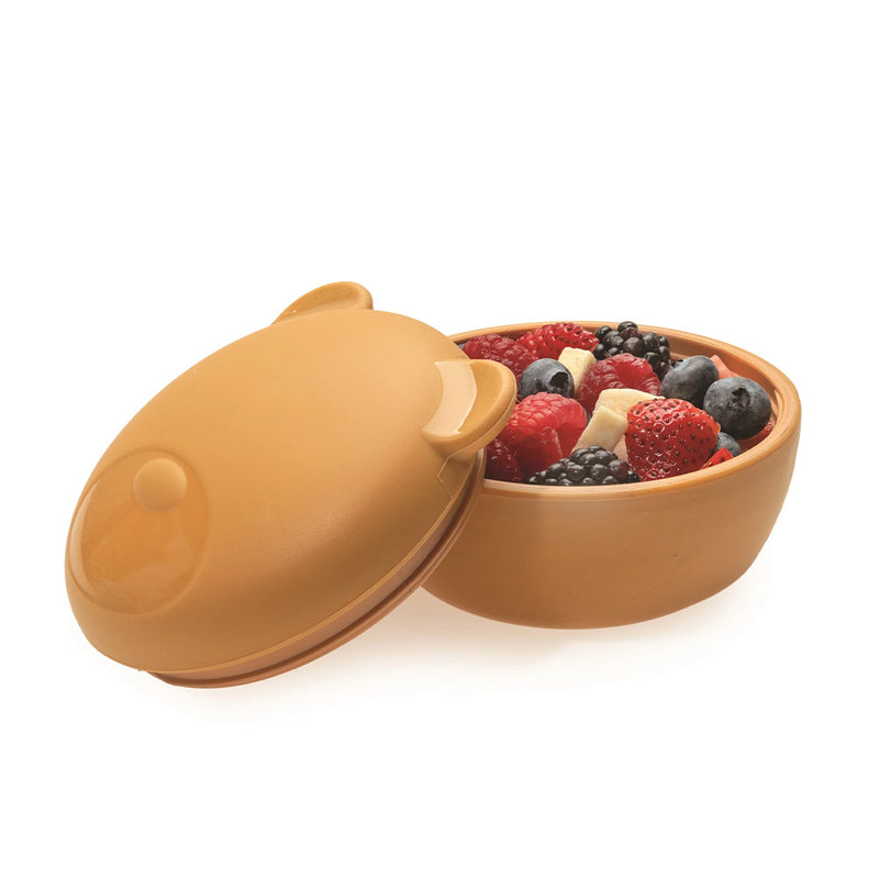 Melii Silicone Animal Bowl with Lid & Utensils | Bear for baby toddlers and kids mealtime
