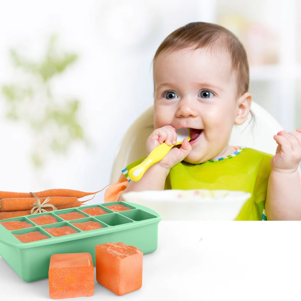 Melii Silicone Baby Food Freezer Tray with Lid | Mint - modandtod.com