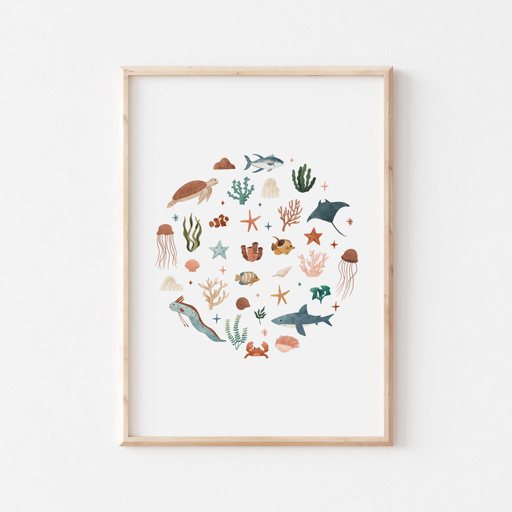 MOD AND TOD Sea Creatures Wall Print for kids, baby, nursery, home decor | modandtod.com