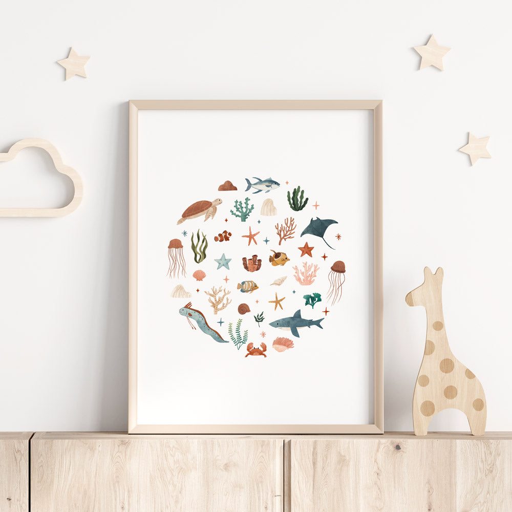 MOD AND TOD Sea Creatures Wall Print for kids, baby, nursery, home decor | modandtod.com