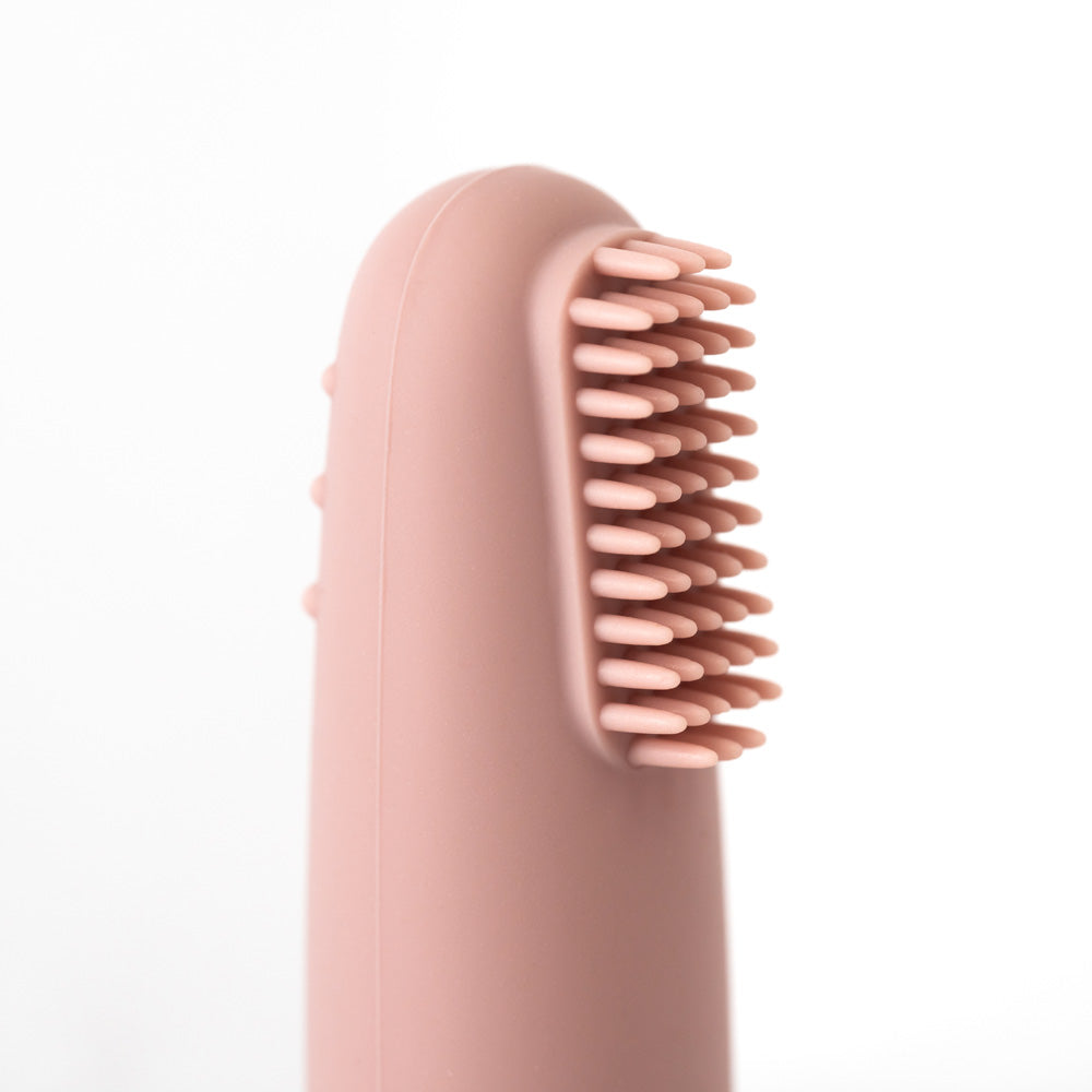 River & Oak Silicone Baby Finger Toothbrush | Pink modandtod.com