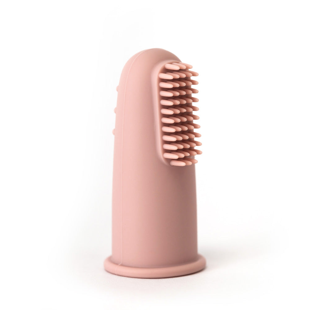 River & Oak Silicone Baby Finger Toothbrush | Pink modandtod.com