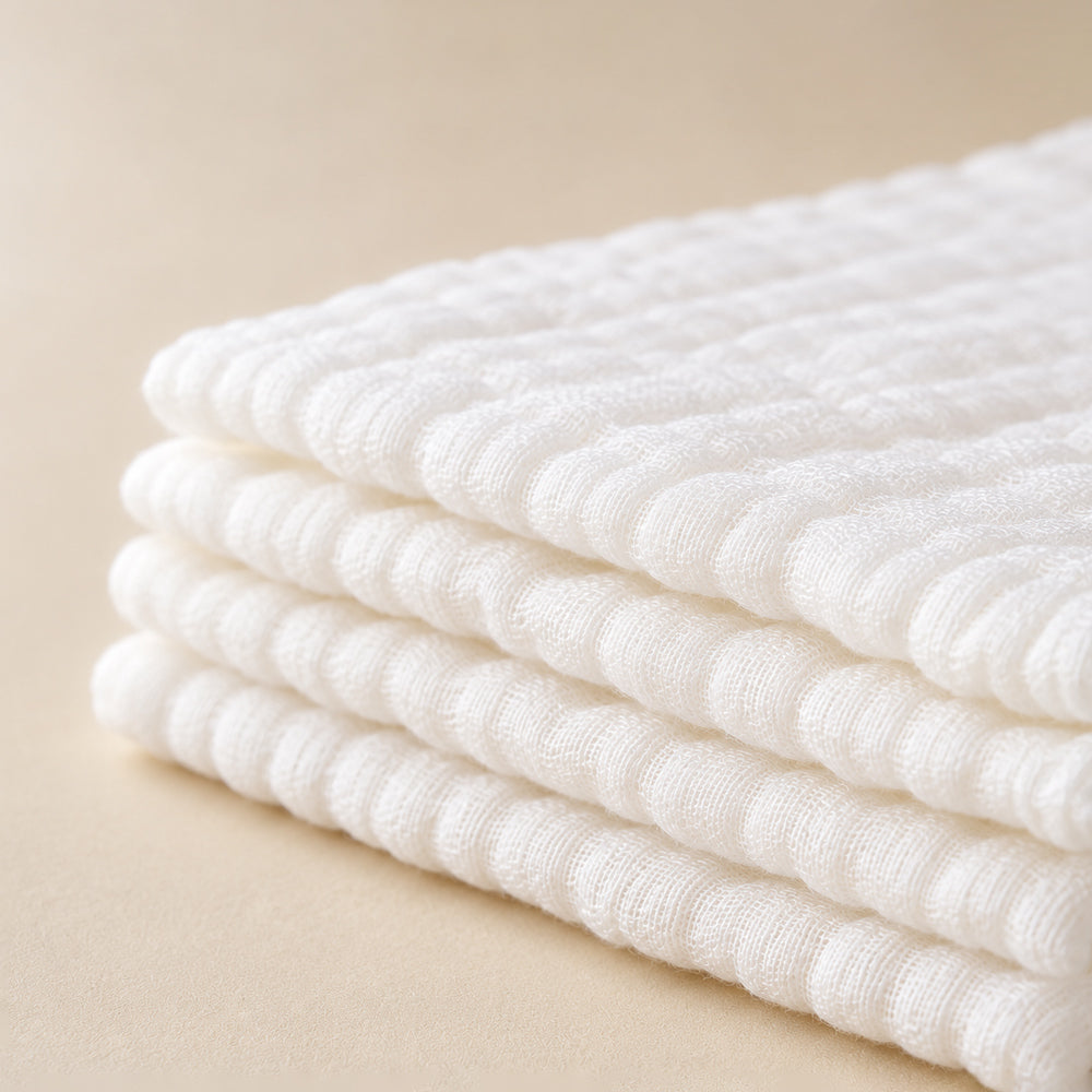 River & Oak Trading Baby Cotton Muslin Wash Cloths 4 Pack - White | modandtod.com