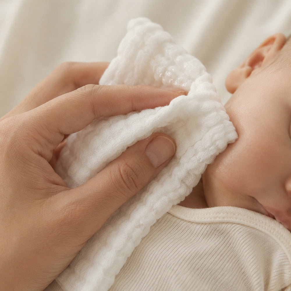 River & Oak Trading Baby Cotton Muslin Wash Cloths 4 Pack - White | modandtod.com
