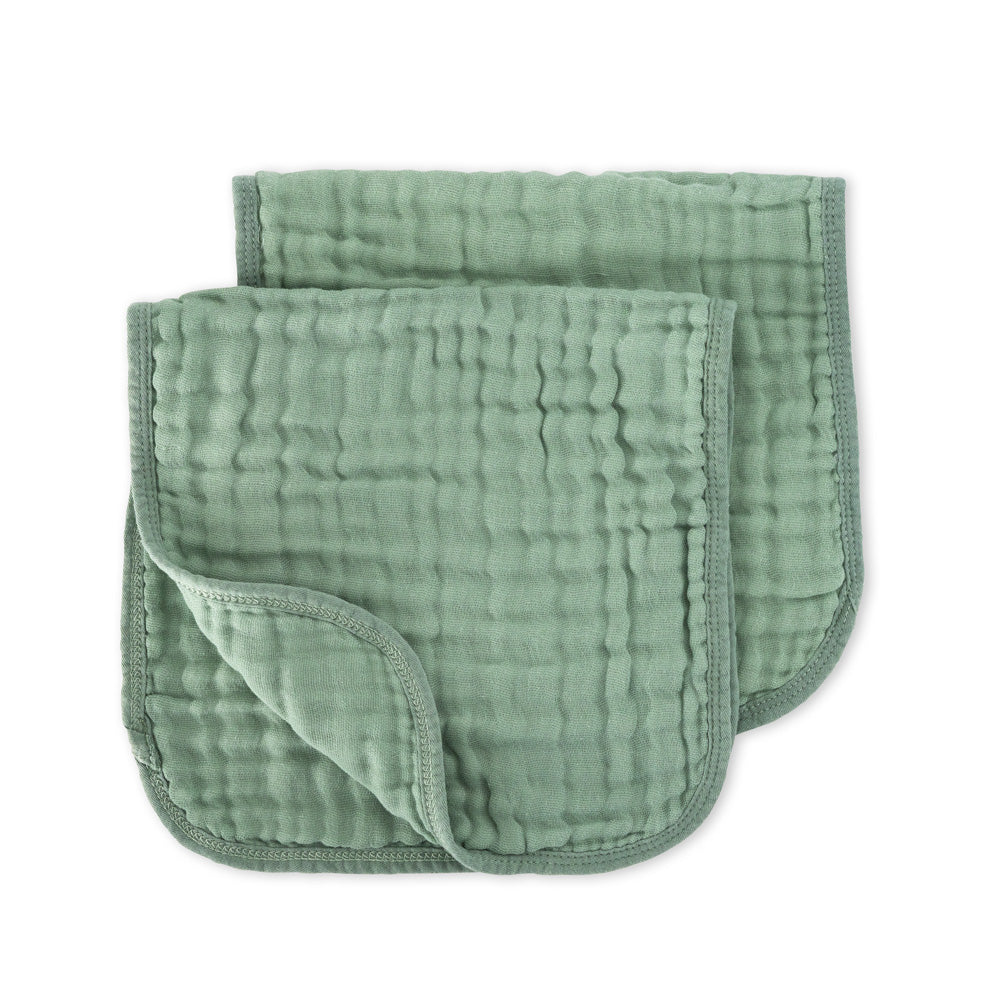 Muslin Burp Cloth 2pk - Sage for baby. MOD & TOD