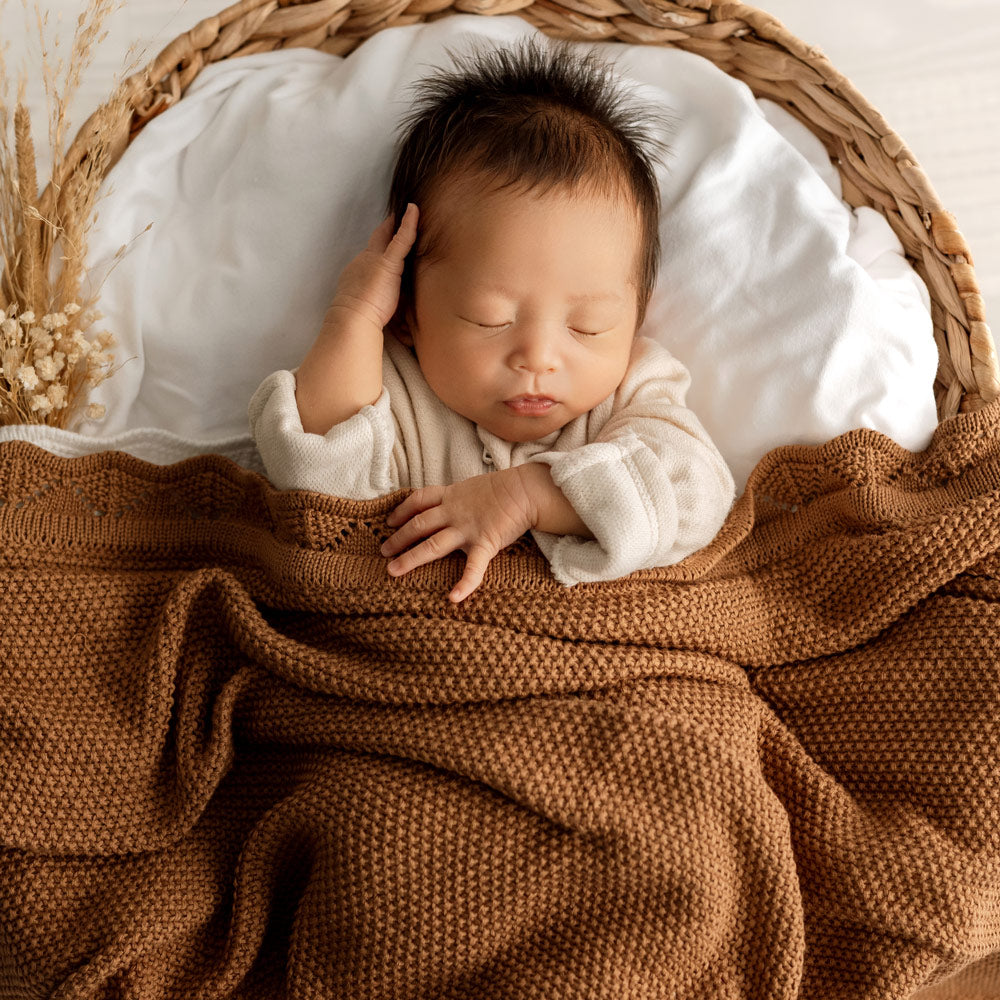 MOD AND TOD Baby Heirloom Blanket | Scalloped Edge - Cinnamon - Organic Cotton | www.modandtod.com