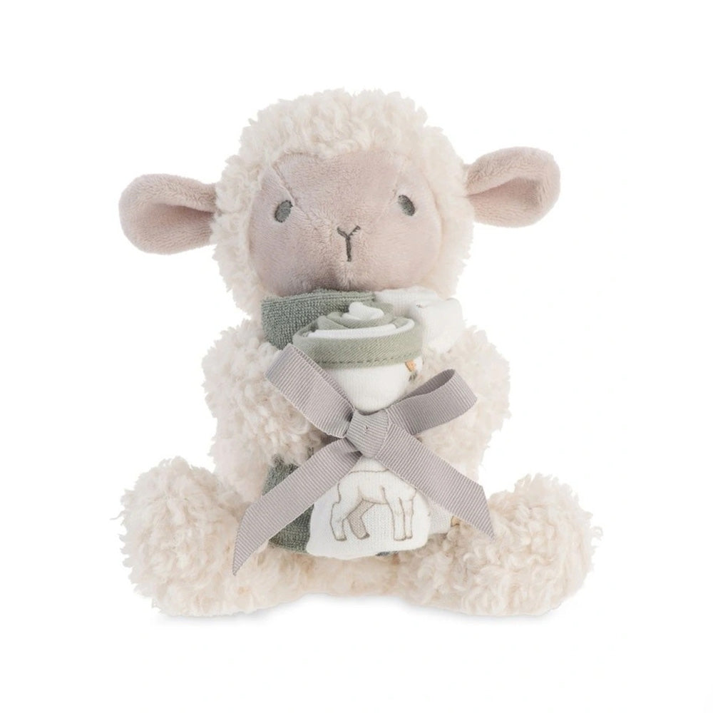 The Little Linen Company Soft Plush Baby Toy & Face Washers - Farmyard Lamb for baby and toddler 