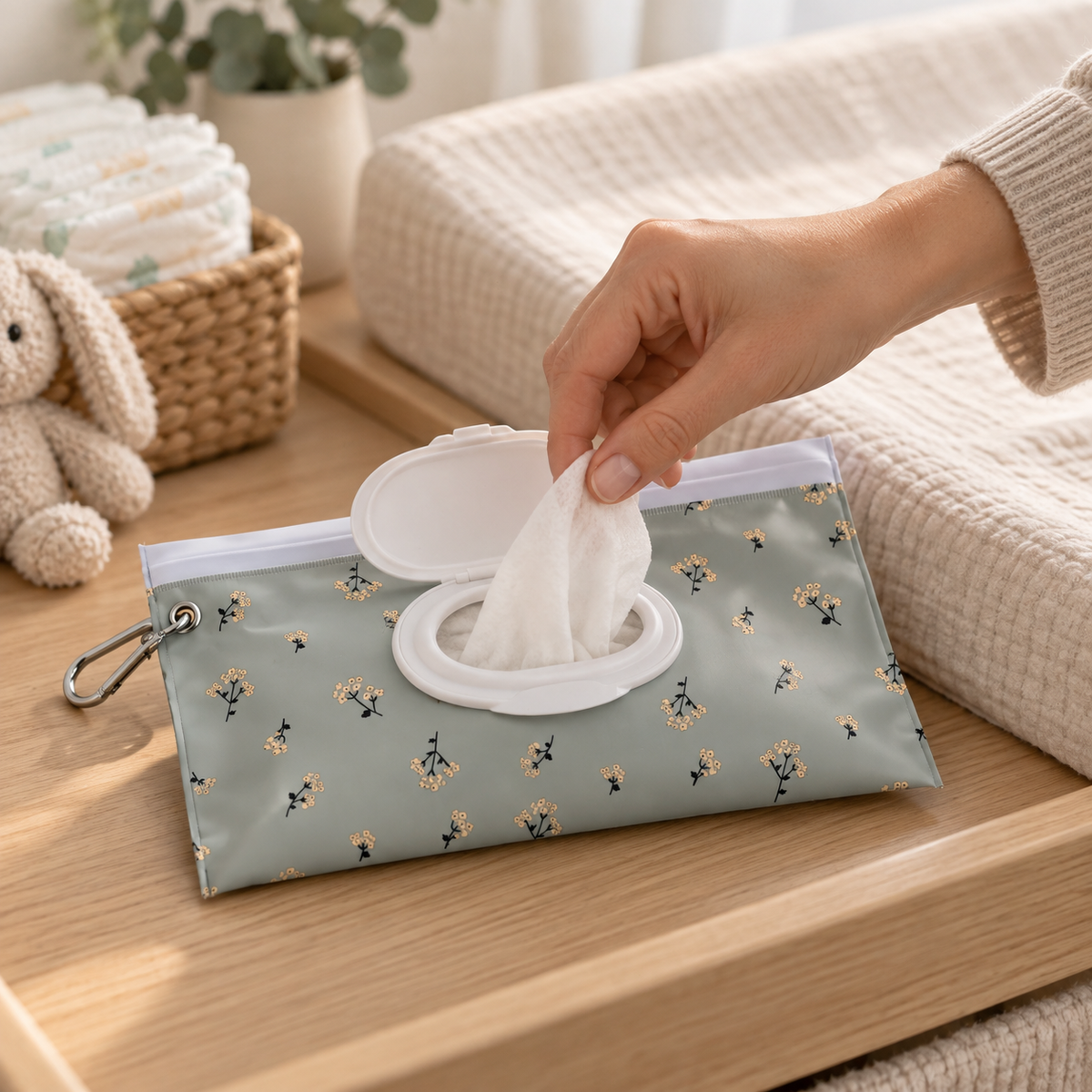 River & Oak Trading Reusable Wet Wipes Pouch | Dainty Blossom | modandtod.com