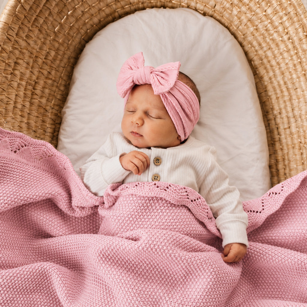 MOD & TOD Heirloom Blanket | Scalloped Edge - Rose Quartz | Organic Cotton Blanket for Baby | modandtod.com