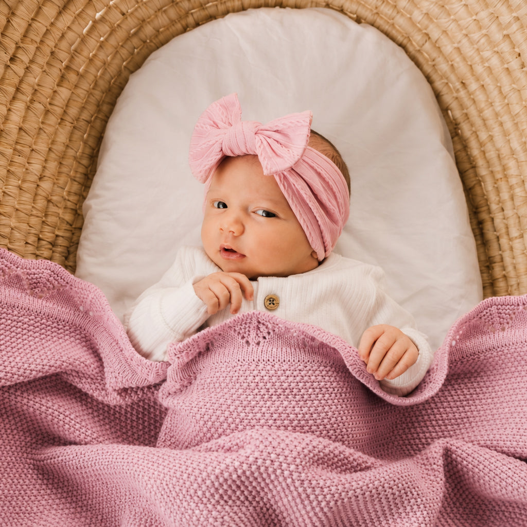 MOD & TOD Heirloom Blanket | Scalloped Edge - Rose Quartz | Organic Cotton Blanket for Baby | modandtod.com