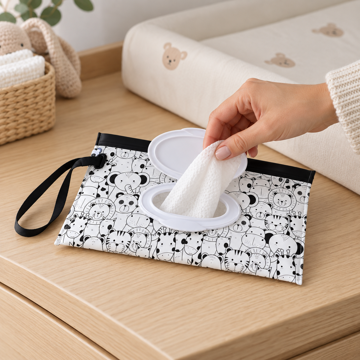 River & Oak Trading Reusable Wet Wipes Pouch | Safari | modandtod.com