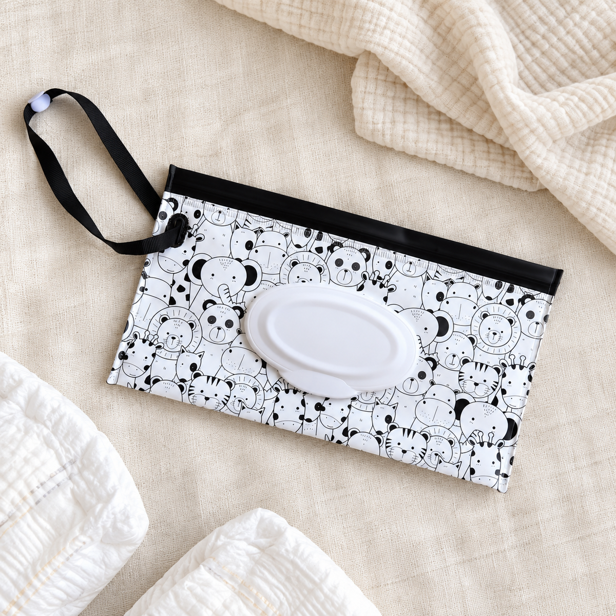 River & Oak Trading Reusable Wet Wipes Pouch | Safari | modandtod.com