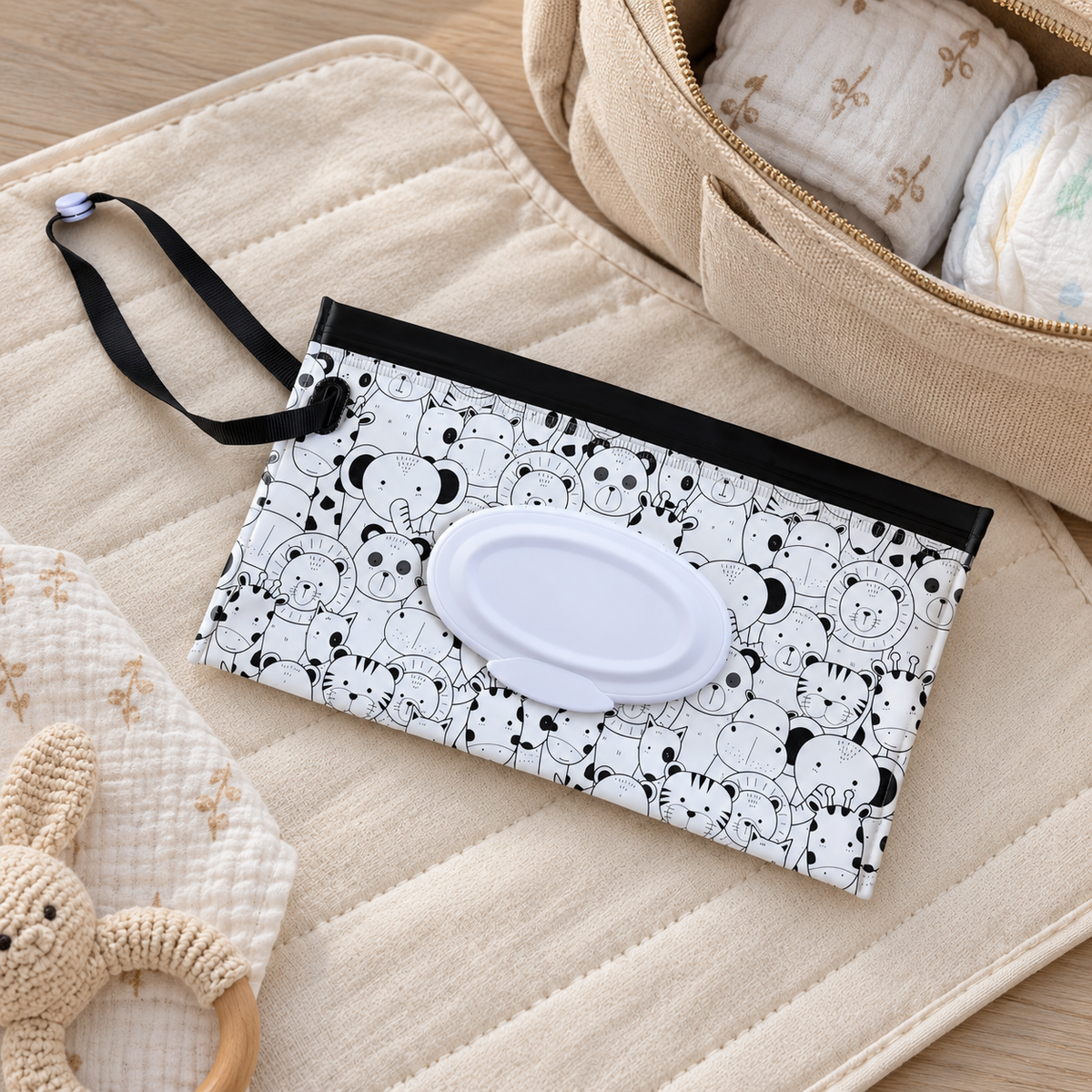River & Oak Trading Reusable Wet Wipes Pouch | Safari | modandtod.com