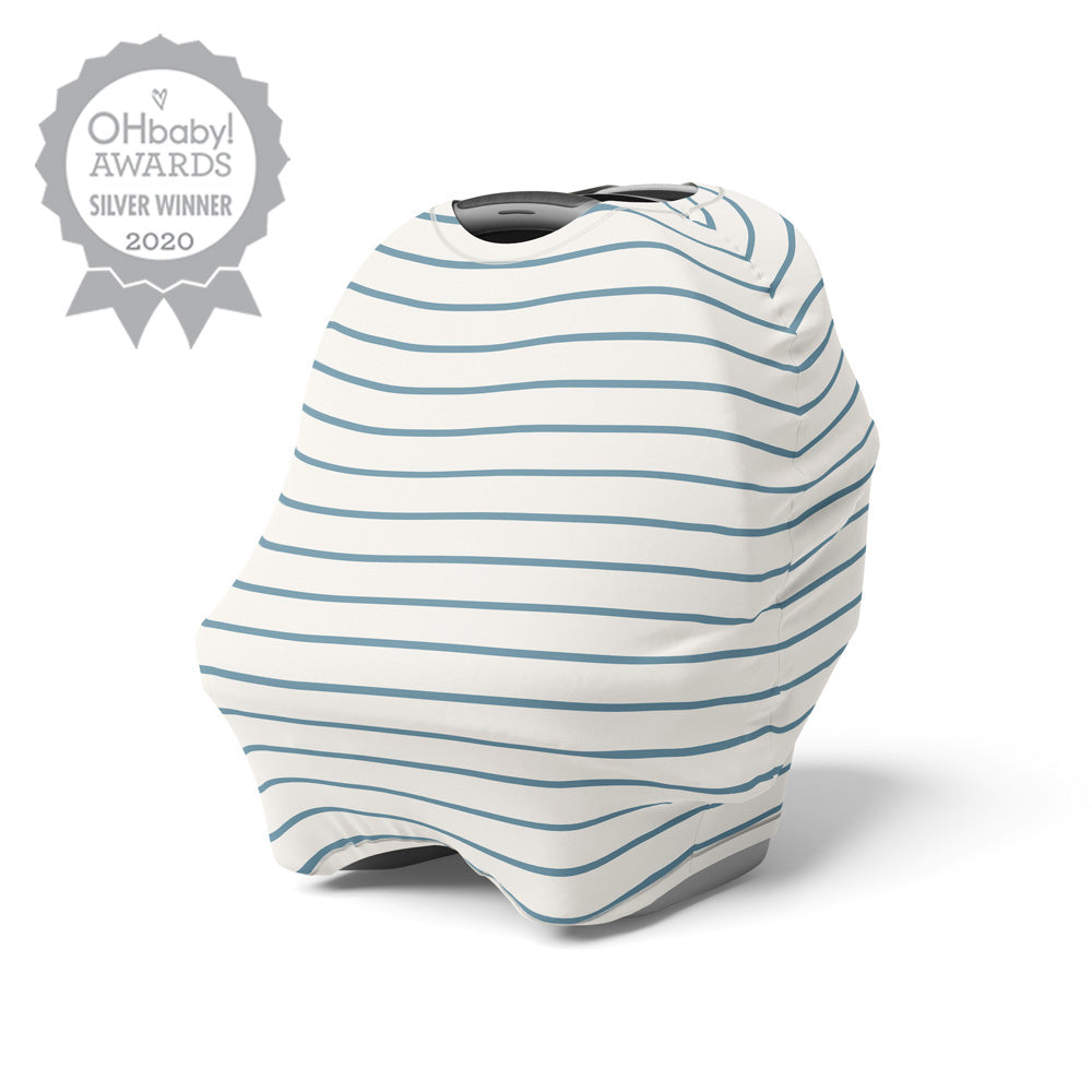 5 in 1 Multi Use Cover - Seaside Stripes - Capsule Cover, Highchair Cover, Shopping Trolley Cover, Breastfeeding Cover, Nursing Scarf - modandtod.com