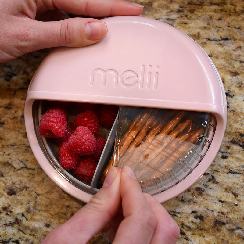 Melii Spin Snack Container | Pink Grey for toddler and kids