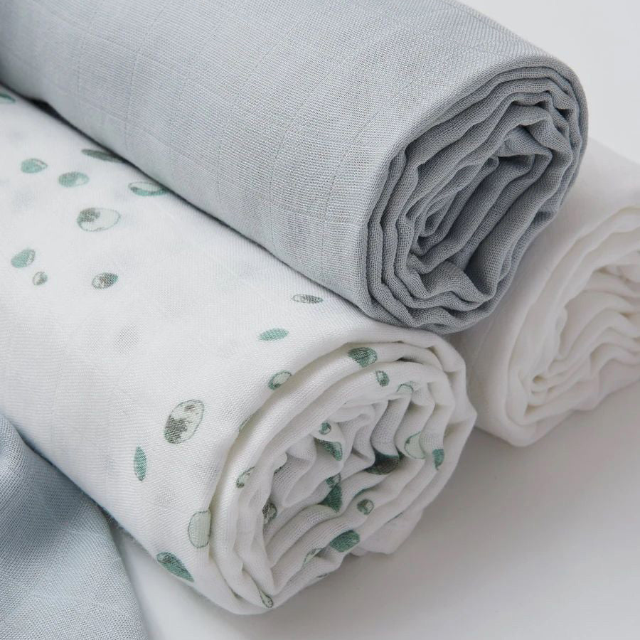 Little Bamboo Muslin Wraps 3pk - Whisper