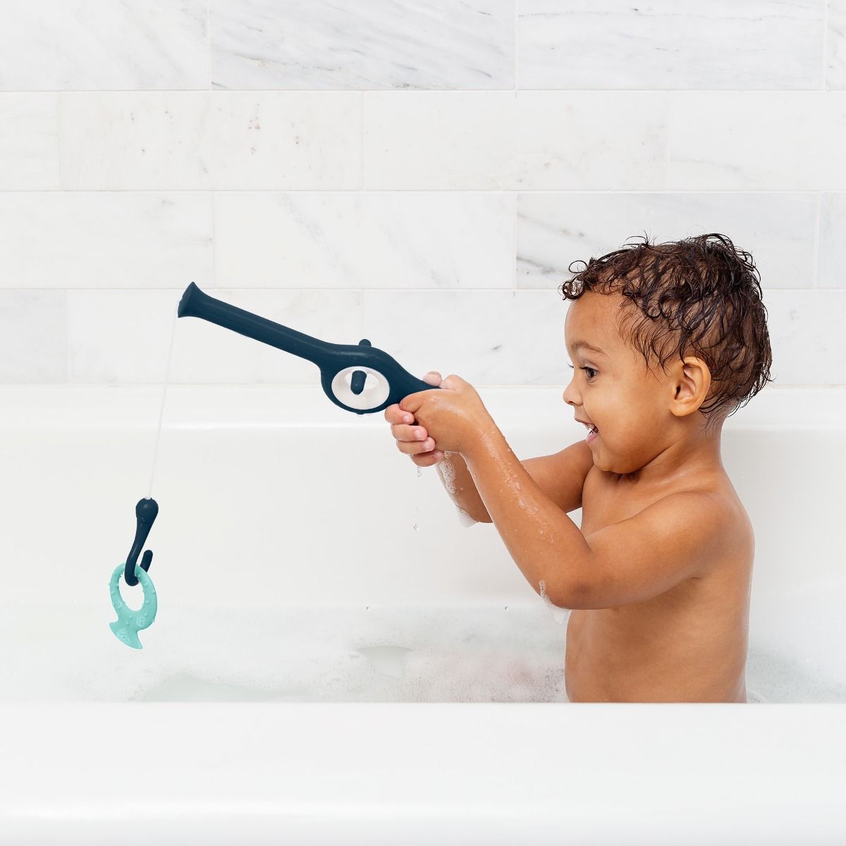 Boon Cast Fishing Rod - Navy for baby and toddler bath time fun