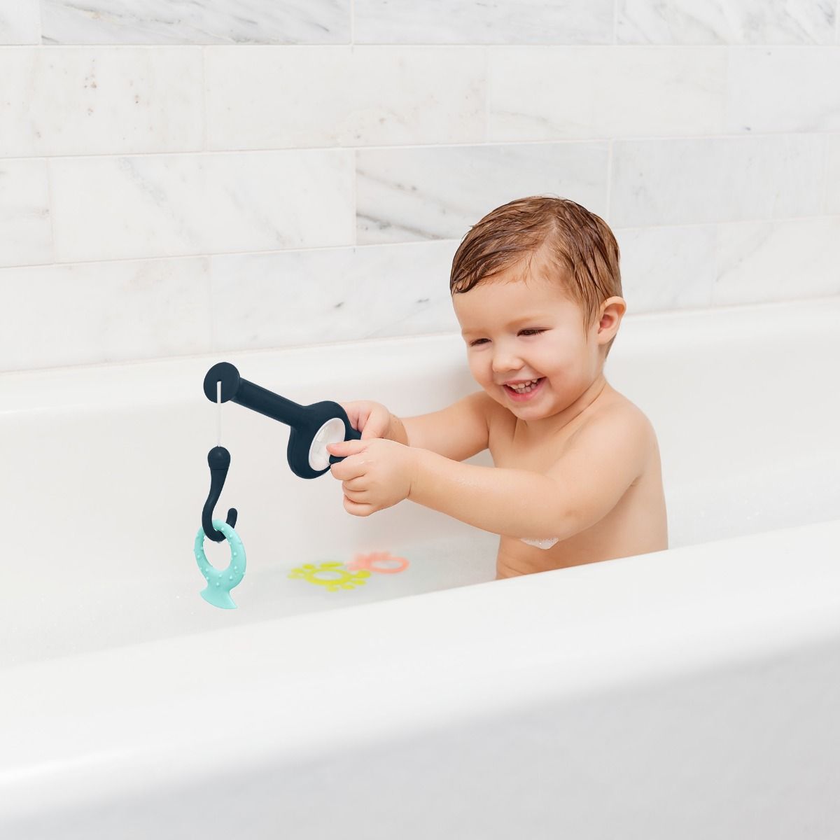 Boon Cast Fishing Rod - Navy for baby and toddler bath time fun