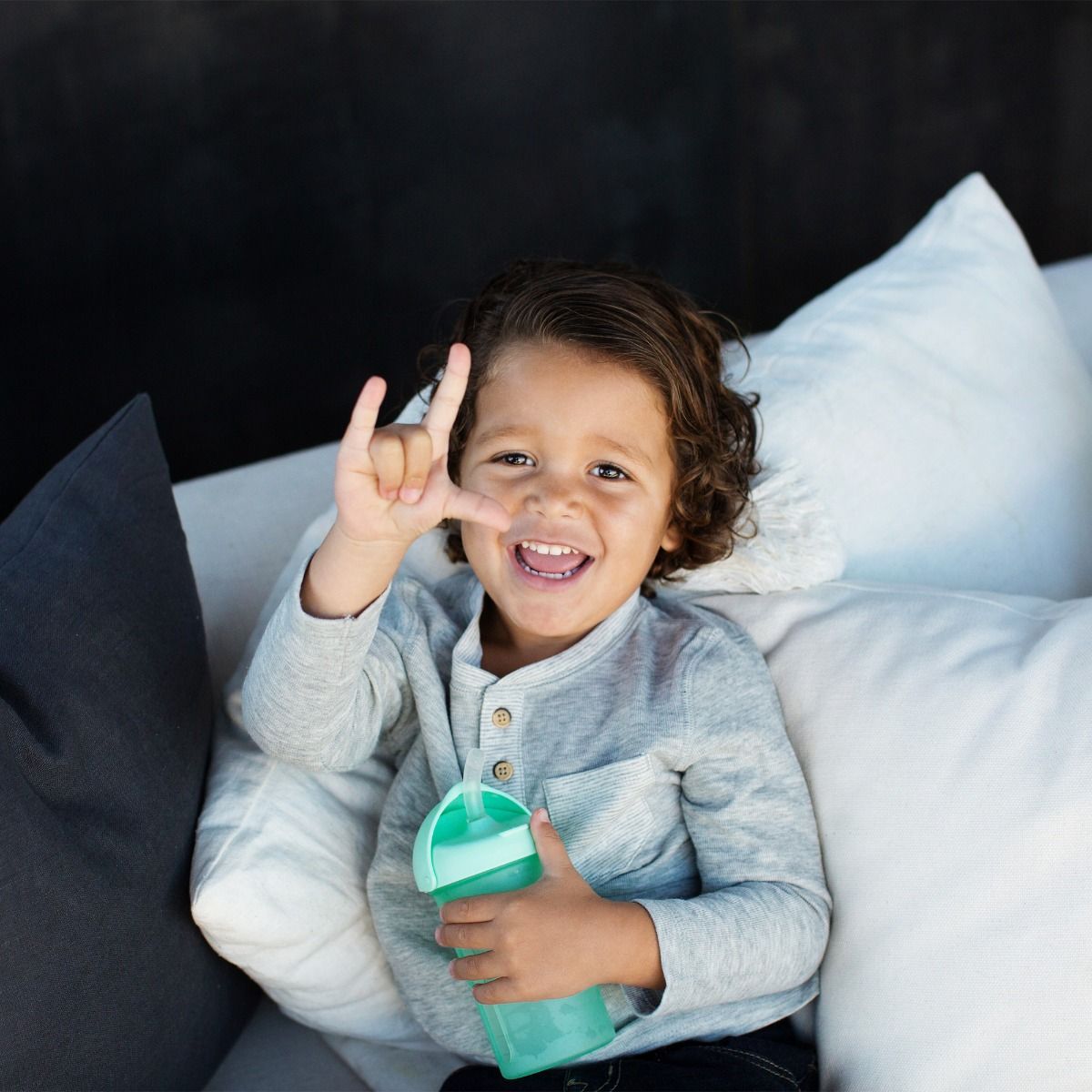 Boon Swig Straw Bottle 270ml - Mint for baby and toddler sippy cup. MOD & TOD